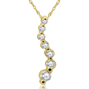 1/2ct Diamond Journey Pendant Necklace 14K Yellow Gold (G-H, I2-I3)