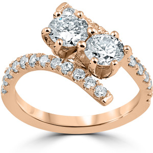 1 cttw Diamond 2 Stone Forever Us Engagement Anniversary Ring 14k Rose Gold (I-J, I1)