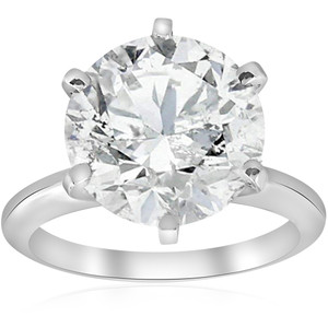 4 ct Round Diamond Solitaire Engagement Ring 14k White Gold (K-L, I2-I3)