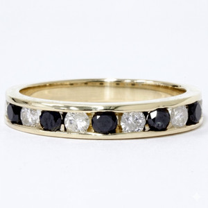 1ct Black & White Diamond Wedding 14K Gold Ring New (G-H, I1)