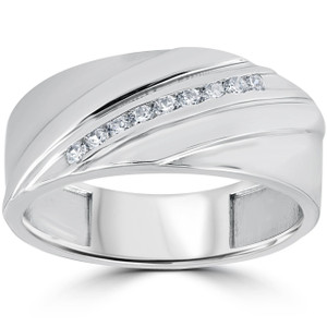 1/6CT Mens Diamond Ring 10K White Gold (H-I, I1)