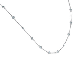 1 3/4 Ctw Diamond Bezel Station Necklace 14K White Gold 18" (G-H, SI)