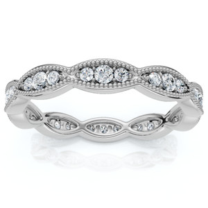 3/8ct Diamond Vintage Eternity Ring Stackable Womens Wedding Band 14k White Gold (H-I, I1)