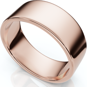 8mm Flat High Polished Comfort Fit Plain Wedding Band 14K Rose Gold Ring