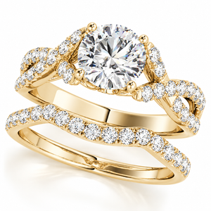 1 1/4 Ct Diamond Engagement Ring Wedding Band Set 14k Yellow Gold (H-I, I1)