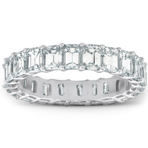 Platinum 4.60 Ct Emerald Diamond Eternity Ring Womens Anniversary Band Lab Grown (F-G, VS)