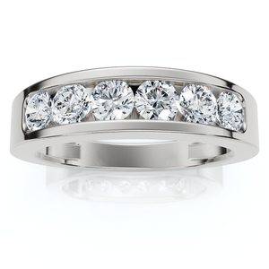 1Ct Diamond Channel Set Polished Wedding Band Mens Ring 14k White Gold Lab Grown (G-H, VS2-SI1)