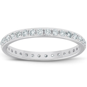 1/2ct Lab Grown Created Diamond Wedding Ring Womens Eternity Band 10k White Gold (G-H, VS)
