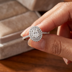 1.75Ct Oval Diamond Double Halo Engagement Ring 14k White Gold Lab Grown (F-G, VS)