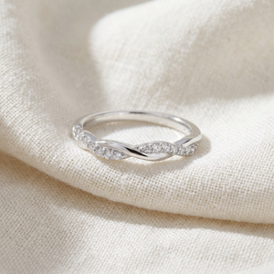 1/5Ct Diamond Infinity Wedding Ring Womens 14k White Gold Interwoven Stack Band (H-I, I1)