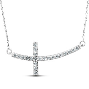 1/3 Ct Diamond Sideways Cross Pendant