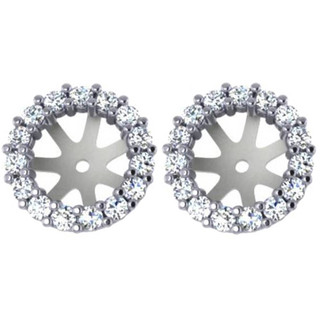 3/4ct Diamond Halo Earring Studs Jackets 14K White Gold (6-6.7mm)