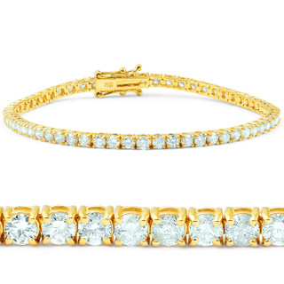 3mm Round Cut Tennis Bracelet in Yellow Gold - 8 Inches - Gold Presidents