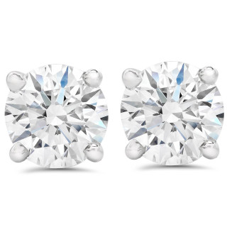 3ct Round Diamond Studs W/ Screw Back 14K White Gold