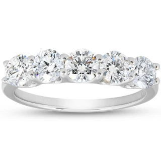 Lab-Grown Diamond Jubiläumsring: 14K Gold Fünf-Steine-Band