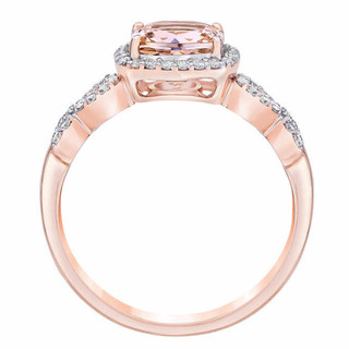 Art Deco 2 Carat Cushion Cut Morganite Wedding Ring Set On 10k