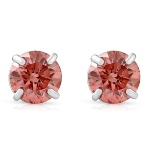 1/2 Ct Halo Pink Diamond Lab Grown Diamond Studs White Gold Screw Back  Earrings