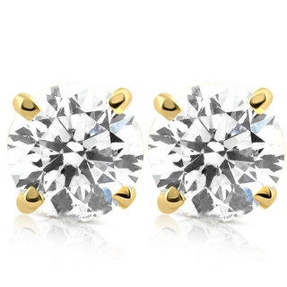 Round Diamond Stud, Screw Back Earrings, 1/2, 2/3 & 1 Carat T.W. Yellow or  White Gold #4018a