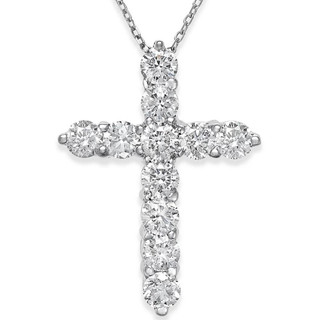 1 Ct Diamond Cross Pendant Necklace 18