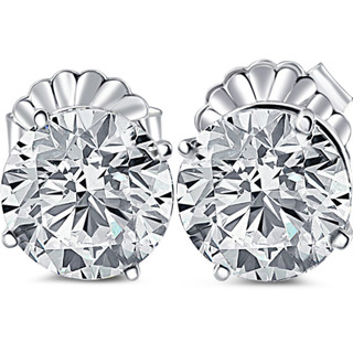 Round Brilliant Cut Stud Earrings, Tension Back, Woven Set 4 Ct. Tw. | 14K White Gold by Diamond Nexus