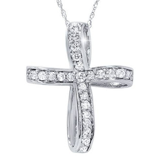 1 Ct Diamond Cross Pendant Necklace 18