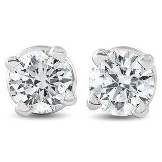 Screw Back 1ct Diamond Studs 14k White Gold Clarity Enhanced