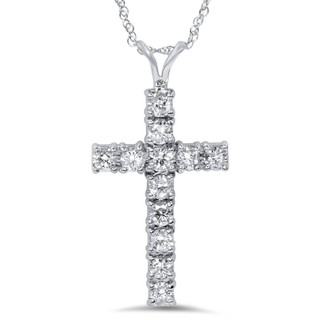 3 Ct Diamond Cross Pendant 14k White Gold Necklace Lab Grown