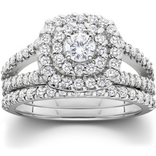 1/3ct His & Hers Diamond Trio Engagement Wedding Bridal Ring Set