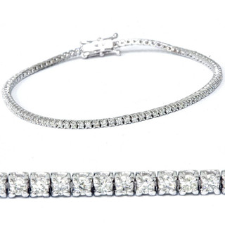 3.00 MM Round White Diamond String Bracelet For Women in 14K White Gold  Finish Ladies White Diamond Cord Friedship Bracelet