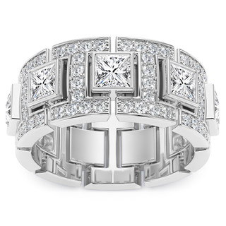 Princess Cut Men Diamond Ring Fashion band 14k Gold (5.25Ct. tw.)