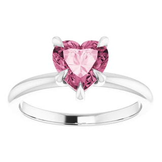 7mm Pink Topaz Women's Heart Ring in 14k Gold 5.5mm Tall