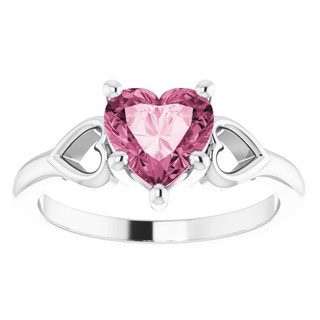 7mm Pink Topaz Women's Heart Ring in 14k Gold 7mm Tall