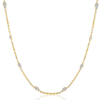 3/4 Ct tdw Blue Marquise Sapphire & Diamond By The Inch 18