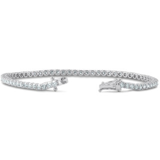 Platinum 12.58Ct Lab Grown Diamond Tennis Bracelet 7 Double Lock