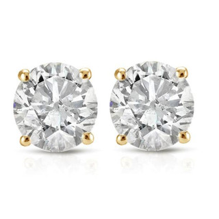 Solid 10K Yellow Gold 4mm Round Hip Hop Flower Diamond Stud Earring Wh –  Blue Apple Imports