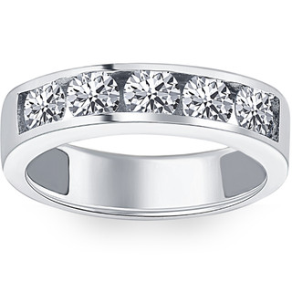 MRC - Men's Flat Brush Polish Diamond Wedding Ring in White Gold