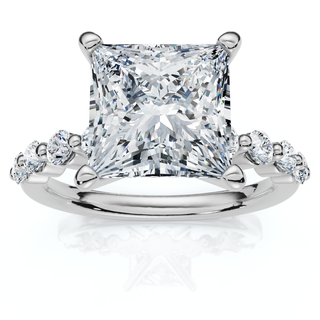 926 Sterling Silver 2Ct Princess Cut Lab Created Diamond Halo Engagement Ring 14K White Gold Plated