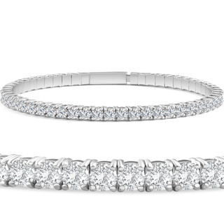 3.00 MM Round White Diamond String Bracelet For Women in 14K White Gold  Finish Ladies White Diamond Cord Friedship Bracelet