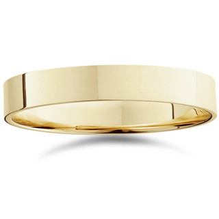 3mm Flat High Polished Wedding Band 10K Yellow Gold