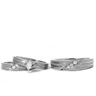 Trio Wedding Ring Sets,Italo Classic Solitaire Trio Matching Wedding Set