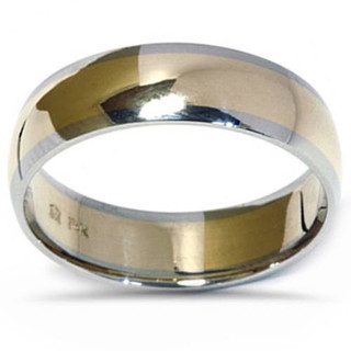 14k Rose Gold & Platinum Two Tone Hammered Mens Wedding Band