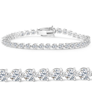 Platinum 12.58Ct Lab Grown Diamond Tennis Bracelet 7 Double Lock