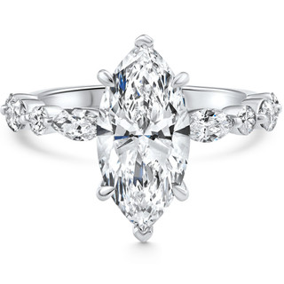 2 1/2ct Marquise Diamond Halo Lab Grown Engagement Ring 14k White Gold