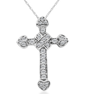 1 Ct Diamond Cross Pendant Necklace 18