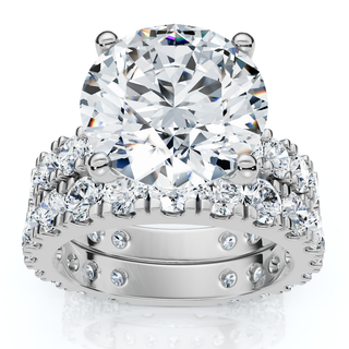 Dazzlingrock Collection 0.10 Carat Diamond Halo Wedding Trio Ring Set – Sterling Silver, Women's 7.5 & Men's 8