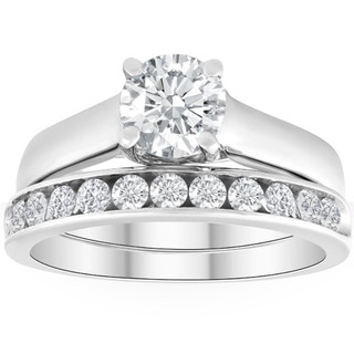 2Ct Diamond Engagement Wedding Ring Set Channel Set in 10k White Gold