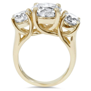 5 ct Diamond 3 Stone Round Solitaire Engagement Ring 14K Yellow Gold