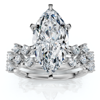 2 1/2ct Marquise Diamond Halo Lab Grown Engagement Ring 14k White Gold