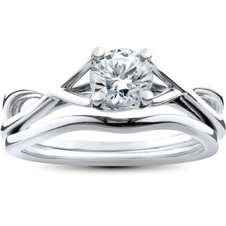 14K White Gold Single Row Pavé Infinity Engagement Ring by Martin Flyer