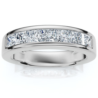 Mens TT Stainless Steel Pricess Cut CZ Engagement Wedding